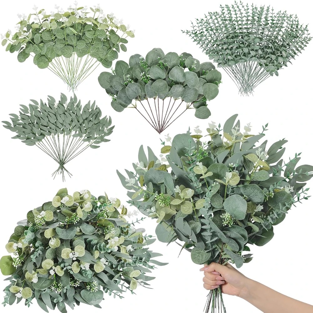 Florist Supply Bulk - 20pcs Eucalyptus Leaves Stems Artificial Plant