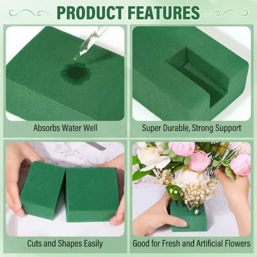 Bouquet Holder Foam - Green Flower Arrangement Foam Absorbent Rectangle